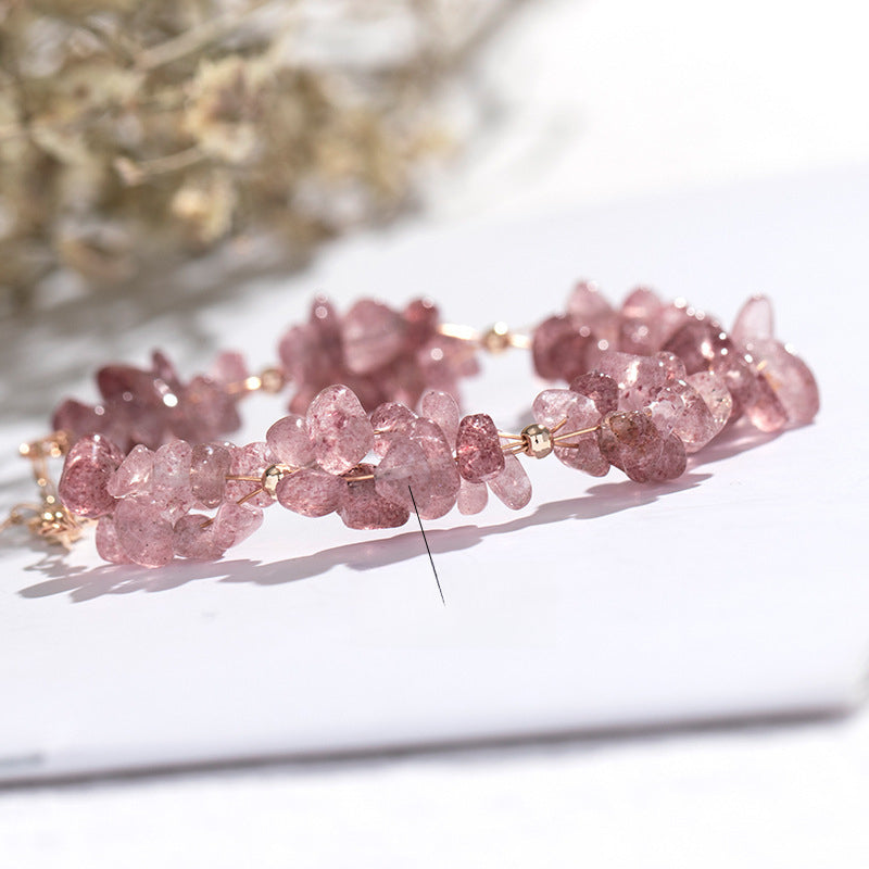 Bracelet Female Star Moon INS Niche Design Jewelry Strawberry Quartz Student Gift Minimalist Style Elegant Bestie Style Forest Series