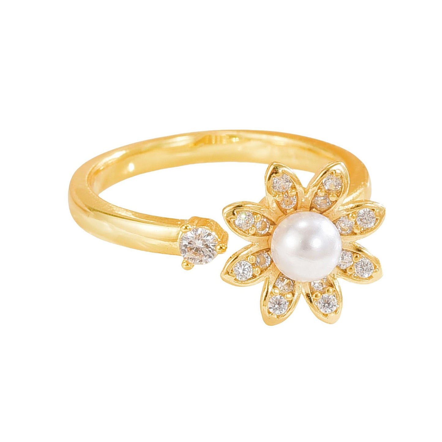 Rotating Ring for Women, Copper Gold Plated, Non-Fading, Elegant and Luxurious, Adjustable Daisy, Star, Moon, Zircon, European and American Cross-Border