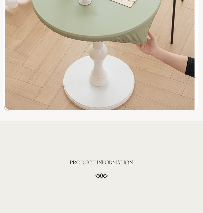 All-inclusive Stretch Household Dining Table Set Leather Non-washable Round Table Set Simple Solid Color Round Leather Cover Dustproof Non-slip