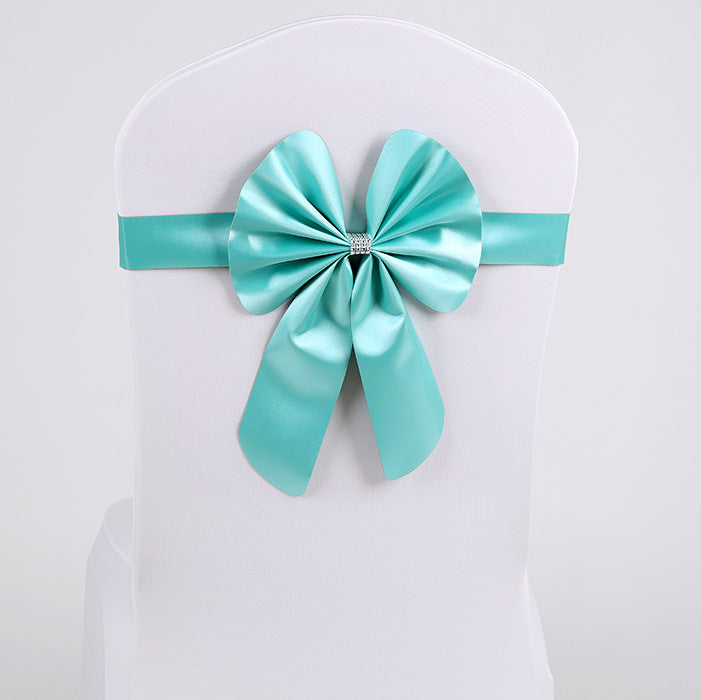 Wedding Chair Back Flower Decoration No-Tie Elastic Bow Chair Sash Chair Cover Chair Back Hotel Banquet Special