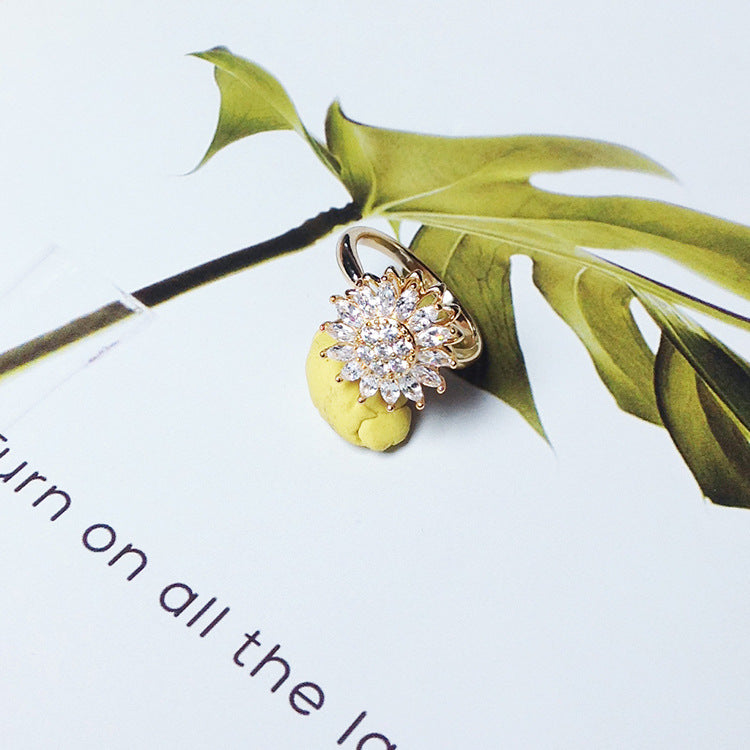 Sunflower Ring , Rotating Anxiety Relief, Simple and Versatile Sunflower Adjustable Wholesale Ring
