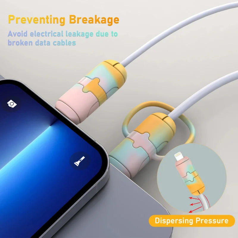 Silicone Cartoon Cable Winder Anti-Break Mobile Phone Charging Cable Strap Protector Carabiner Data Cable Protection Cover