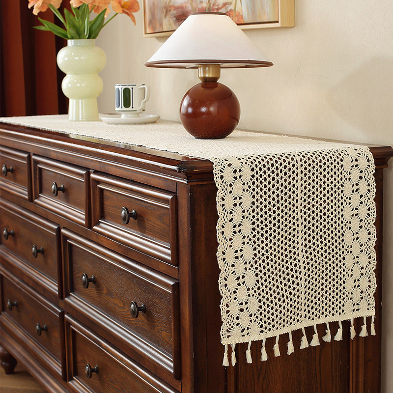 Henggang American Country Style Handwoven Table Runner Tablecloth Strip Tablecloth Coffee Table Cloth Tea Mat Cotton Linen Artistic Table Runner Wholesale