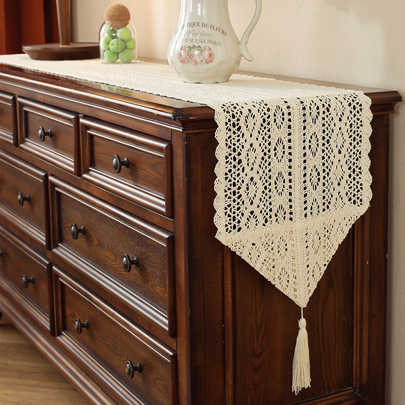 Henggang American Country Style Handwoven Table Runner Tablecloth Strip Tablecloth Coffee Table Cloth Tea Mat Cotton Linen Artistic Table Runner Wholesale