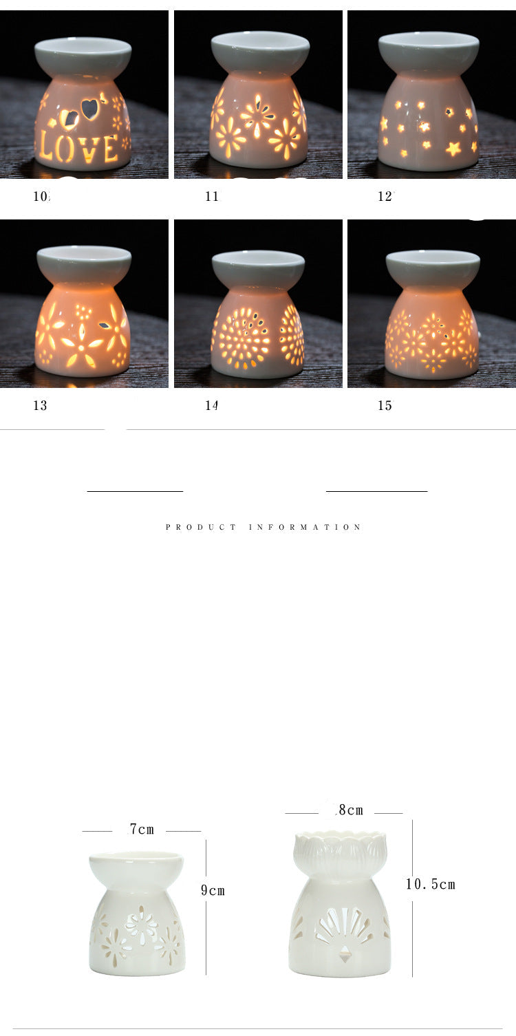 Multi-Flower Hollow Cute Version Small Porcelain Candle Essential Oil Aromatherapy Burner Ceramic Aromatherapy Lamp
