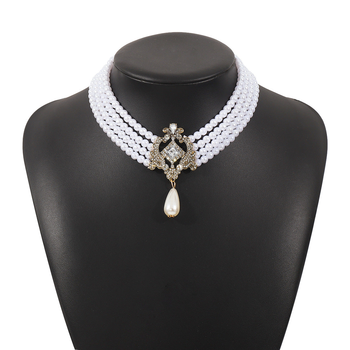 French Retro Pearl Necklace Light Luxury Retro Multi-layer Palace Style Choker Unique Exaggerated Necklace