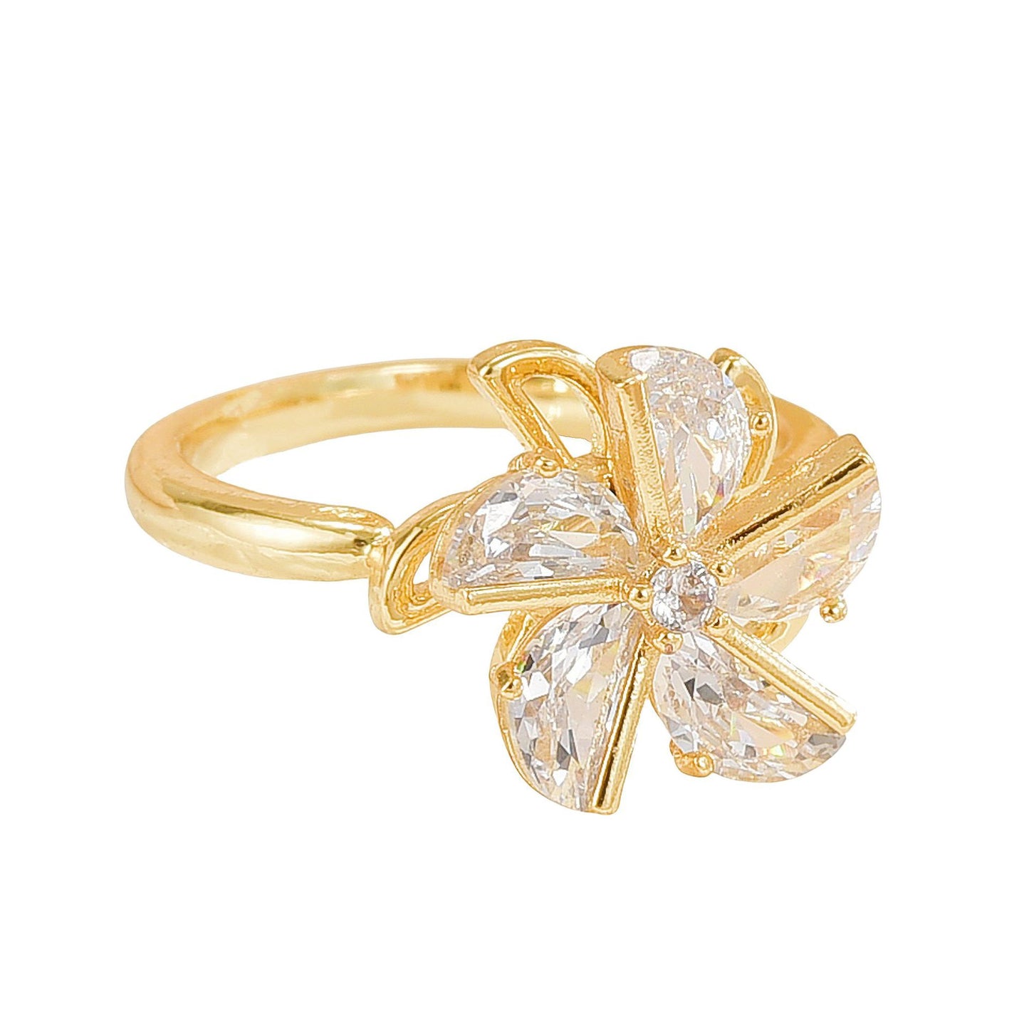 Rotating Ring for Women, Copper Gold Plated, Non-Fading, Elegant and Luxurious, Adjustable Daisy, Star, Moon, Zircon, European and American Cross-Border