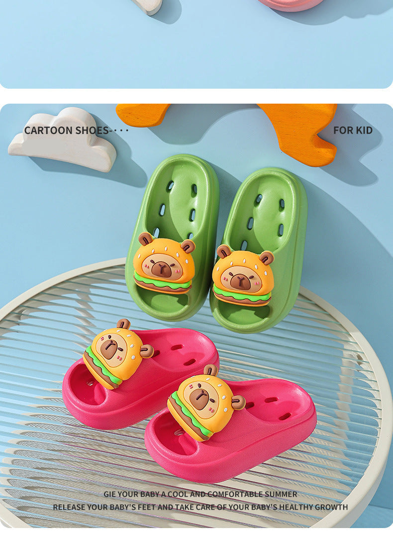 Kapibala Summer Children's Water Drainage Sandals Non-Slip Parent-Child Boys and Girls Bathroom Shower Breathable Kids Sandals
