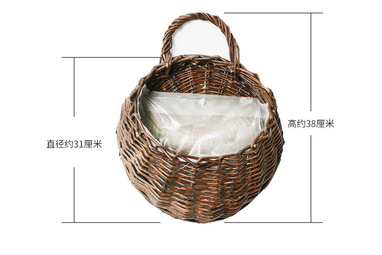 Artificial Flower Basket Ornament Straw Woven Flower Pot Rattan Basket Flower Arrangement Basket Living Room Indoor Wall Hanging Hanging Basket Woven Decorative Flower