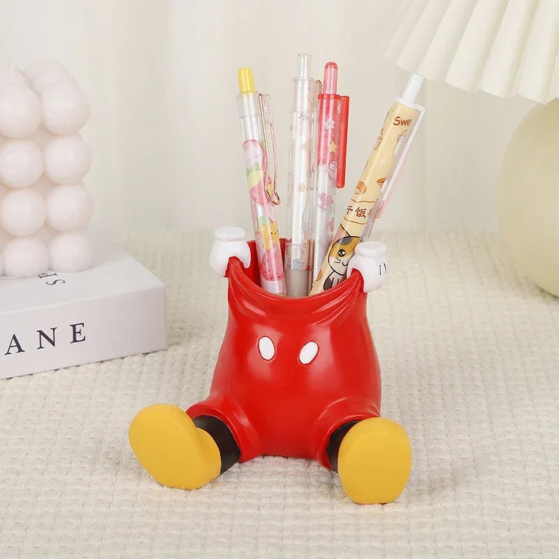 2025 New Disney Mickey Pen Container Phone Holder Cartoon Figure Makeup Stationery Desktop Decoration Student Kid Women Gift