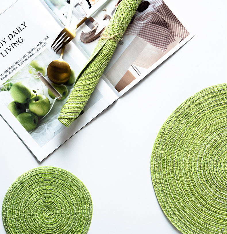 Placemat Woven Coaster Heat Insulation Mat Ins Feng Shui Kettle Mat Household Anti-scalding Dish Plate Bowl Mat Western Dining Table Mat