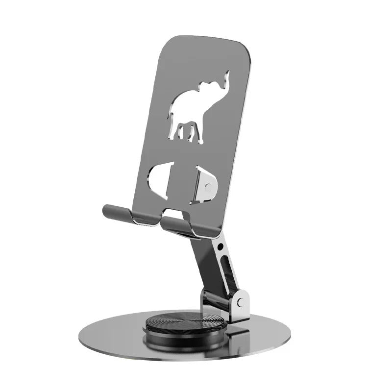 Adjustable Cell Phone Stand, Aluminum Desktop Cellphone Stand with Anti-Slip Base and Convenient Charging Port