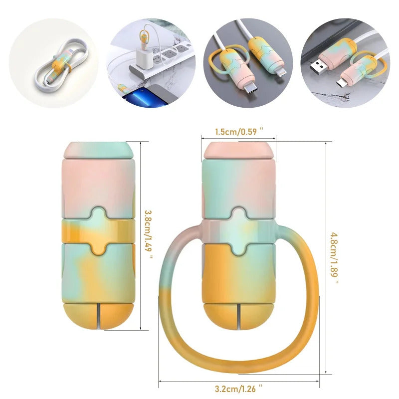 Silicone Cartoon Cable Winder Anti-Break Mobile Phone Charging Cable Strap Protector Carabiner Data Cable Protection Cover