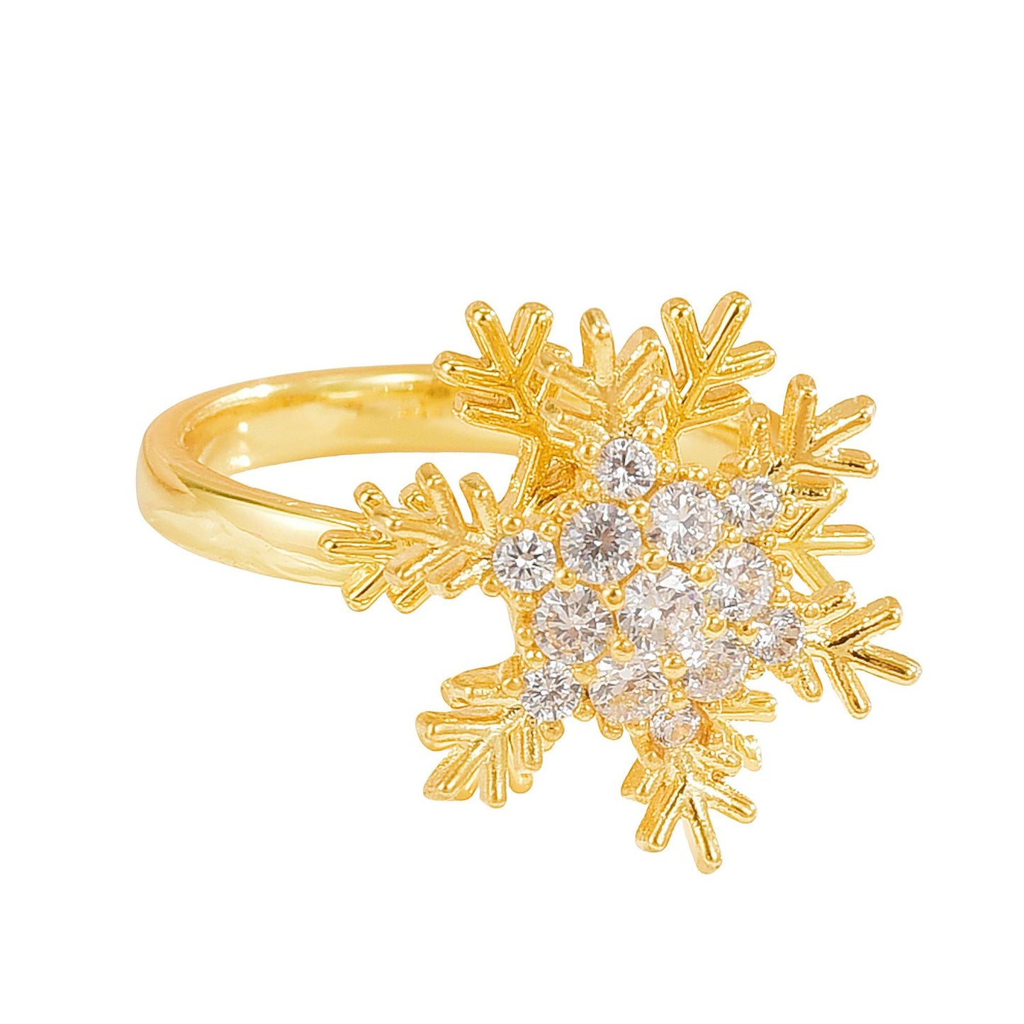Rotating Ring for Women, Copper Gold Plated, Non-Fading, Elegant and Luxurious, Adjustable Daisy, Star, Moon, Zircon, European and American Cross-Border