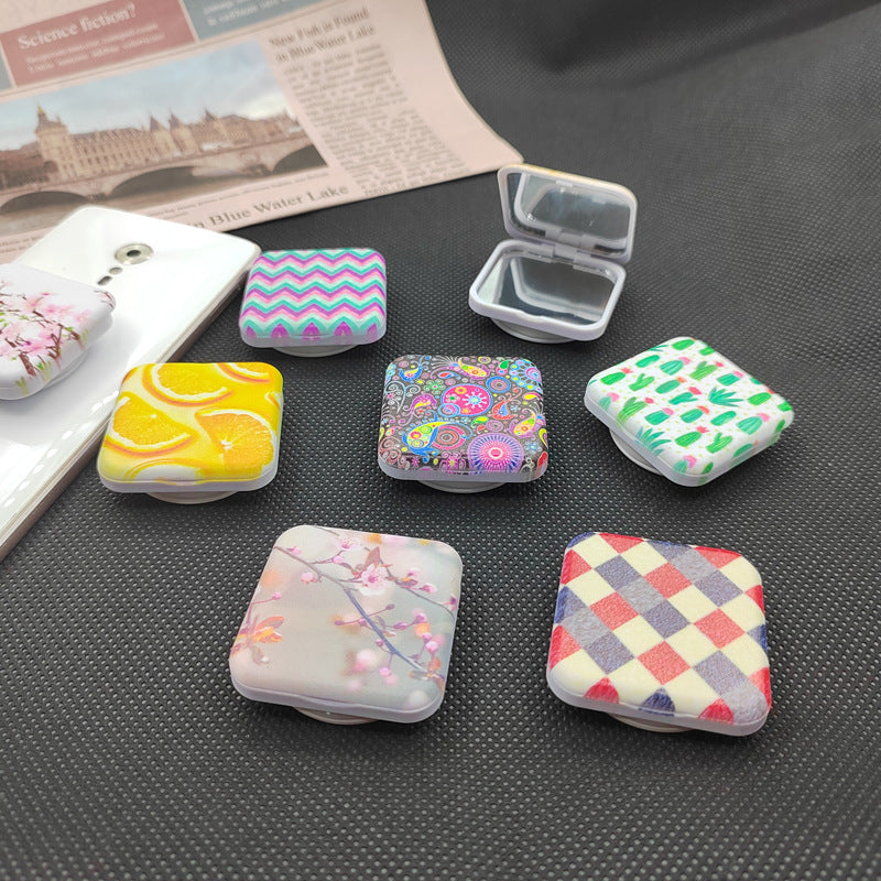 Phone Airbag Telescopic Folding Stand New Square Makeup Mirror Stand Glass Mirror Flip Cover Double-Sided Mirror