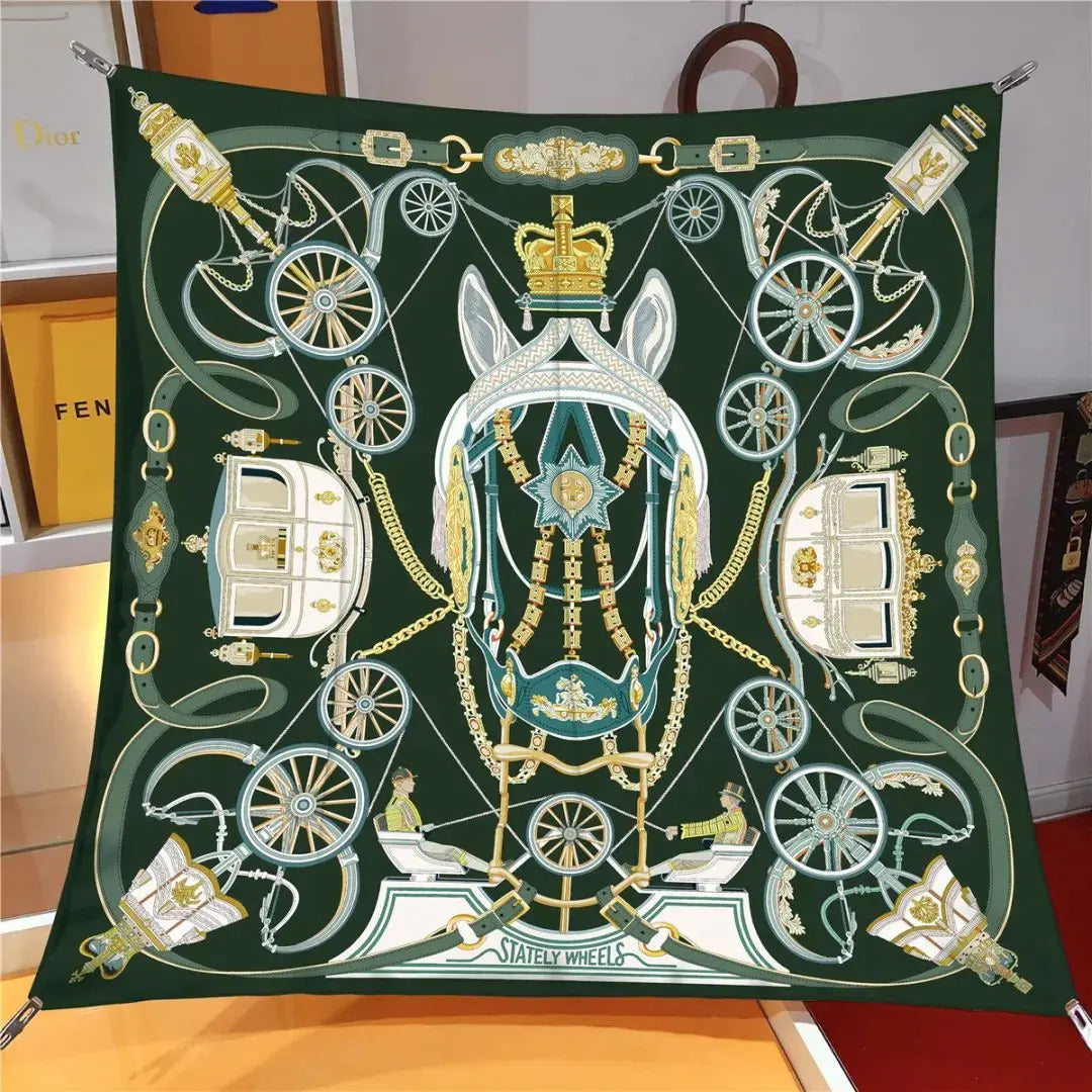 90*90CM Kerchief Four Seasons Luxury Square Silk Scarves Europe And America Fashion Bandannas New Twill Print Sunscreen Shawls