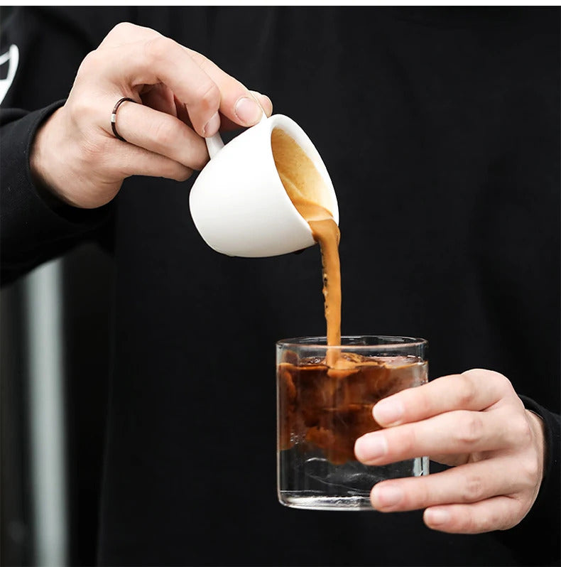 MHW-3BOMBER Espresso Cup with Saucer Set Latte Art Mugs Coffee Mug 80ml Ceramic Espresso Shot Cup Barista Accessories