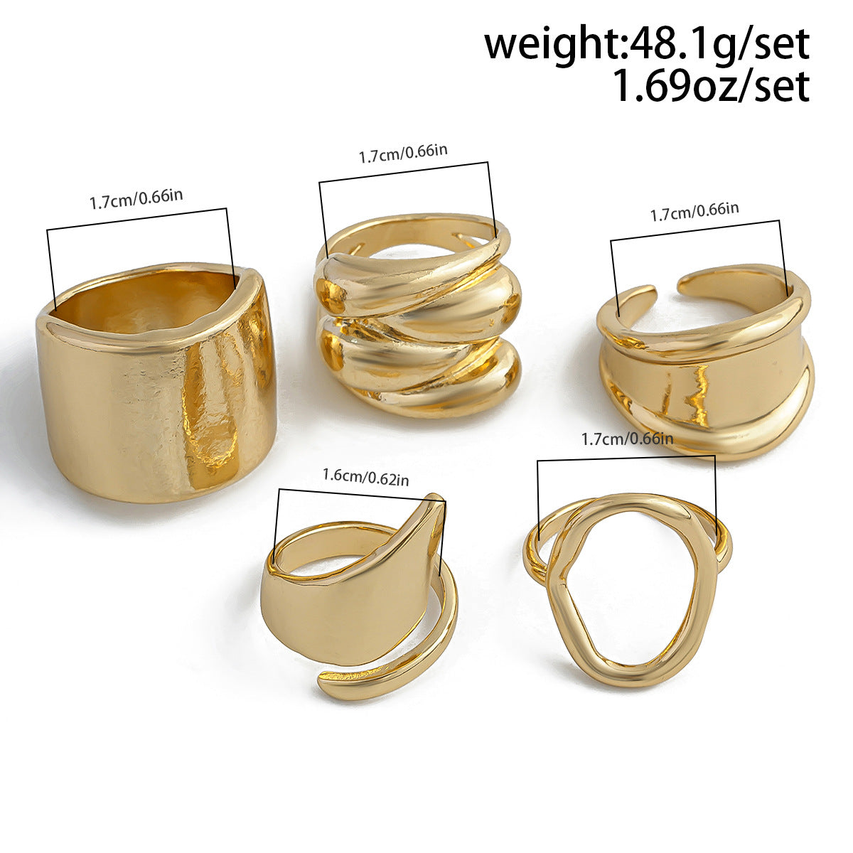 Hand Jewelry Personality Smooth Irregular Geometric Joint Ring Hip Hop Style Women's Ring Set