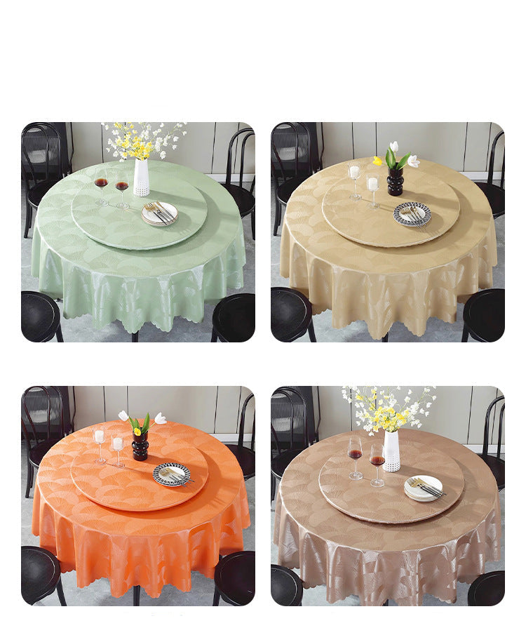 PU Non-Washable Tablecloth Waterproof Heat-Resistant Oil-Resistant Hotel Restaurant High-End Luxury Home Use Rotating Table Non-Washable Tablecloth