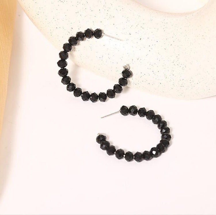 Sterling Silver Needle South Korea Temperament Entry Lux Black Crystal Earrings TikTok Hot Sale Special Interest Light Luxury Stud Earrings Earrings