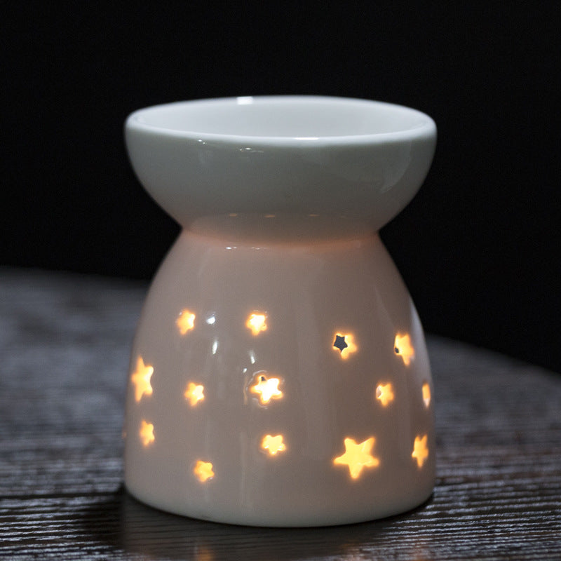 Multi-Flower Hollow Cute Version Small Porcelain Candle Essential Oil Aromatherapy Burner Ceramic Aromatherapy Lamp