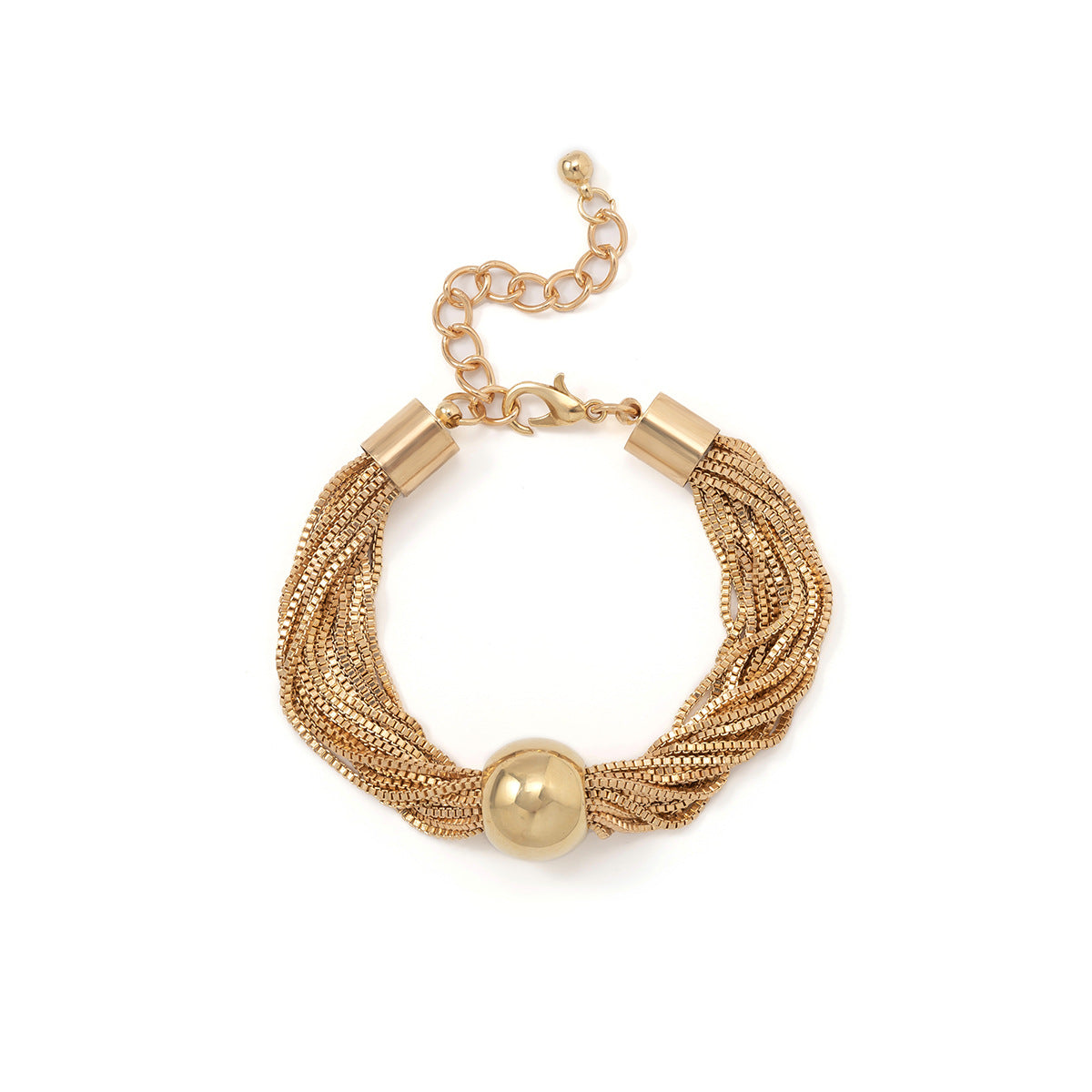 Cross-Border Exaggerated Punk Multi-Layer Chain Stacked Necklace Simple Niche Geometric Ball Personality Choker Necklace