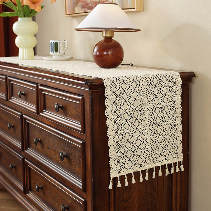 Henggang American Country Style Handwoven Table Runner Tablecloth Strip Tablecloth Coffee Table Cloth Tea Mat Cotton Linen Artistic Table Runner Wholesale