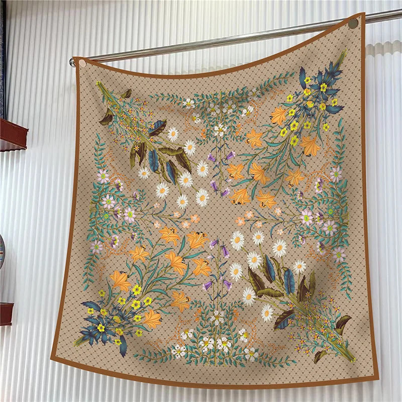 New Year Gift 90cm Large Square Scarf Scarf Women'S Scarves Spring And Autumn Style Fashion Shawl European American Twill Print