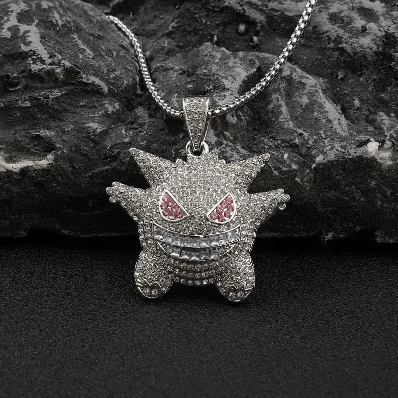 Pokemon Gengar Diamond Necklace Anime Shaped Necklace Children's Birthday Gift Simple Fashion Neck Pendant Decoration Gifts