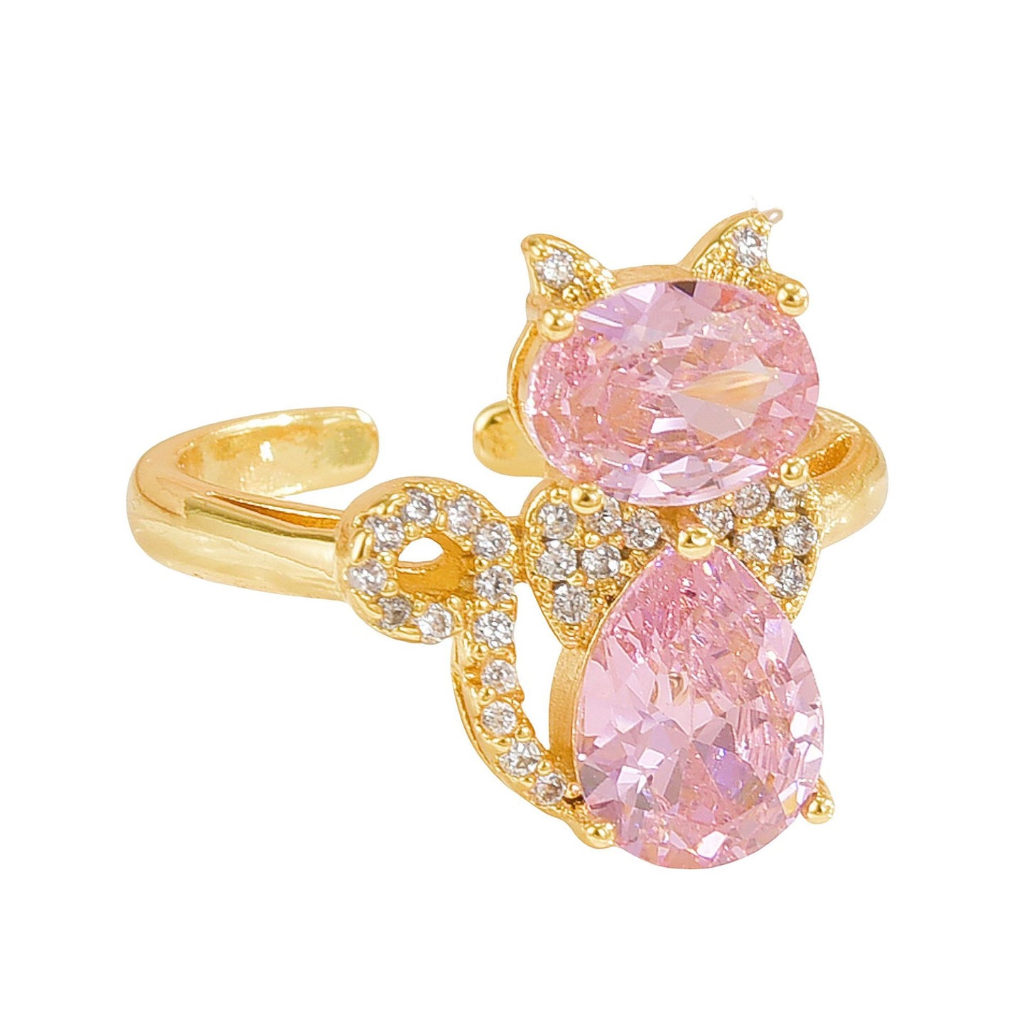 Rotating Ring for Women, Copper Gold Plated, Non-Fading, Elegant and Luxurious, Adjustable Daisy, Star, Moon, Zircon, European and American Cross-Border