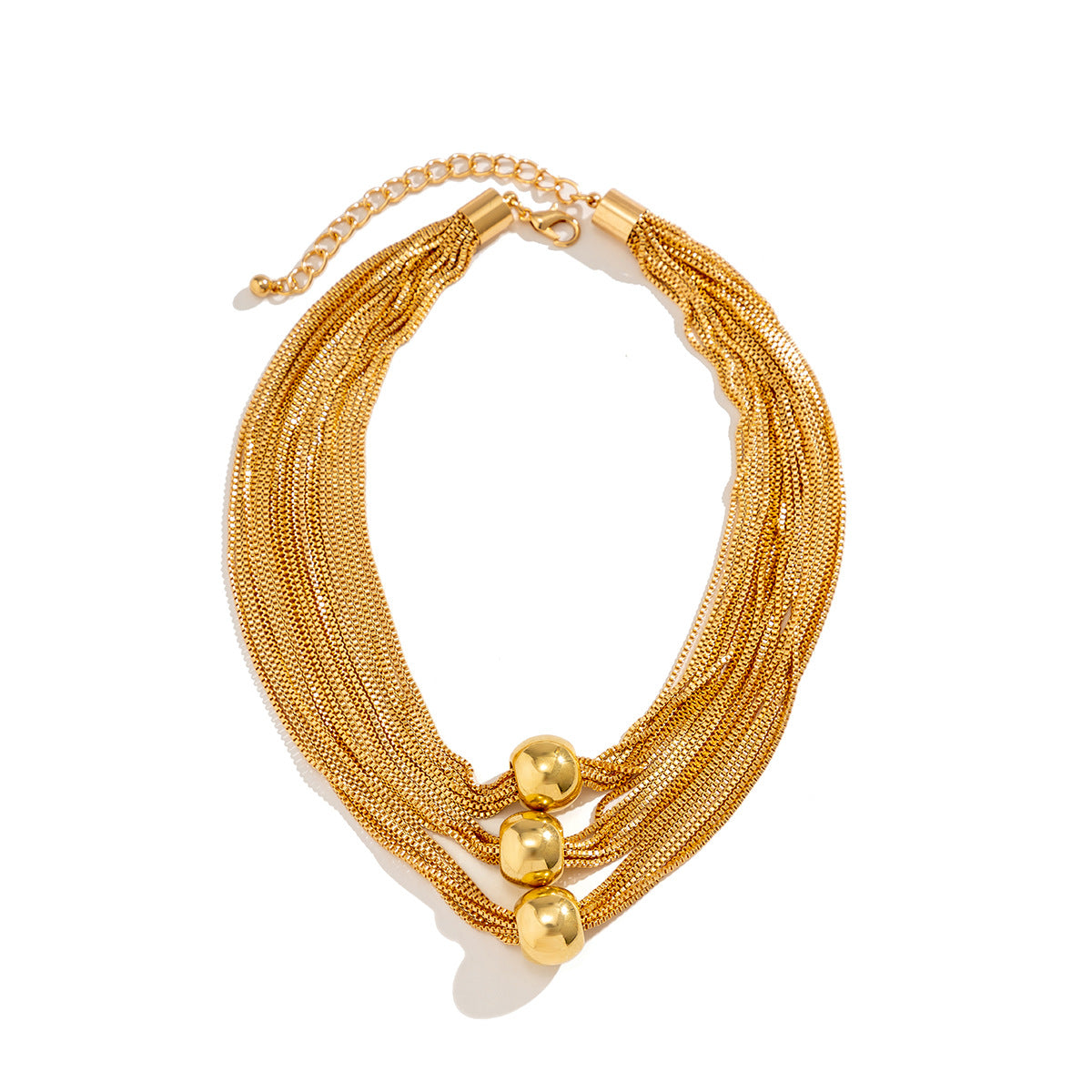 Cross-Border Exaggerated Punk Multi-Layer Chain Stacked Necklace Simple Niche Geometric Ball Personality Choker Necklace