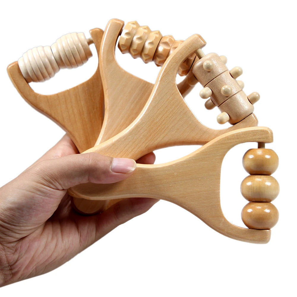 1 PCS Wooden Massage Roller, Instantly Self Massage Waist, Thigh, Legs, Hands, Full Body Roller Tool Massager DIY Maderotherapy