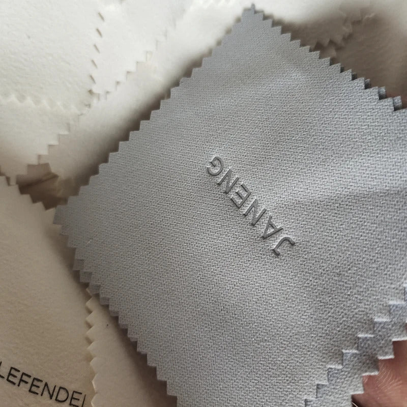 100pcs Emboss Custom LOGO 8*8cm Silver Polish opp bags Cloth for silver Jewelry Cleaner Blue Microfiber suede fabric material