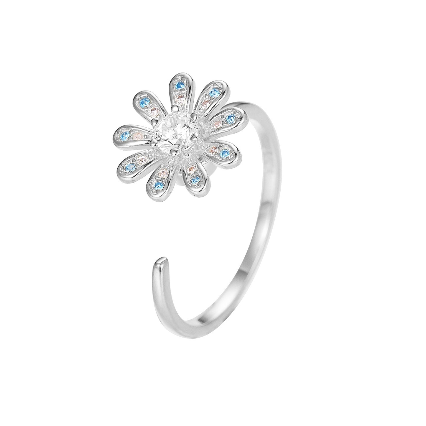 Cross-Border AliExpress Rotatable Stress Relief S925 Sterling Silver Ring for Women New Open Design Amazon Wholesale Live Streaming