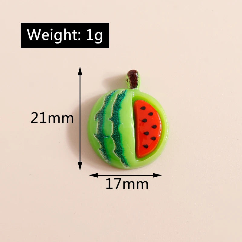 10pcs Mix Cute Mini Fruit Charms Pear Cherry Pineapple Peach Avocado Flat Back Resin Cabochons Scrapbook DIY Jewelry Accessories