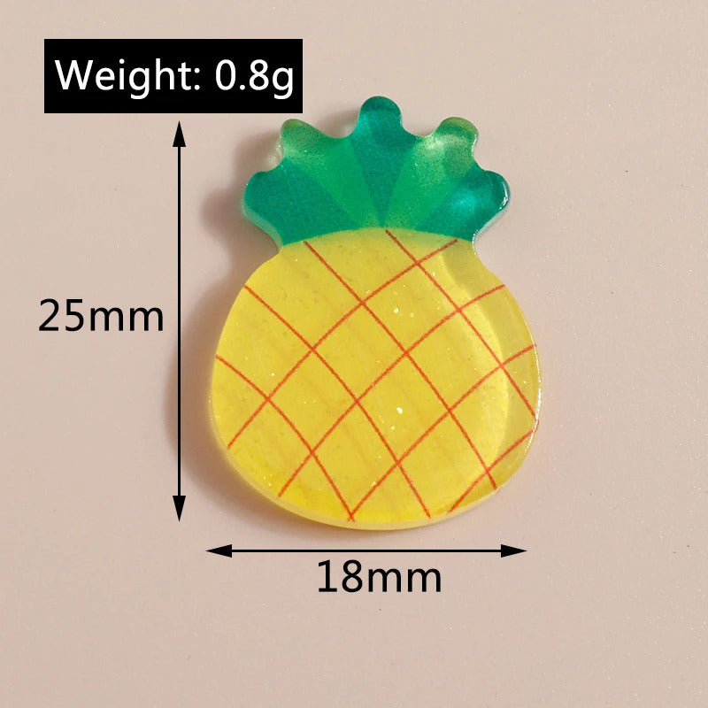 10pcs Mix Cute Mini Fruit Charms Pear Cherry Pineapple Peach Avocado Flat Back Resin Cabochons Scrapbook DIY Jewelry Accessories
