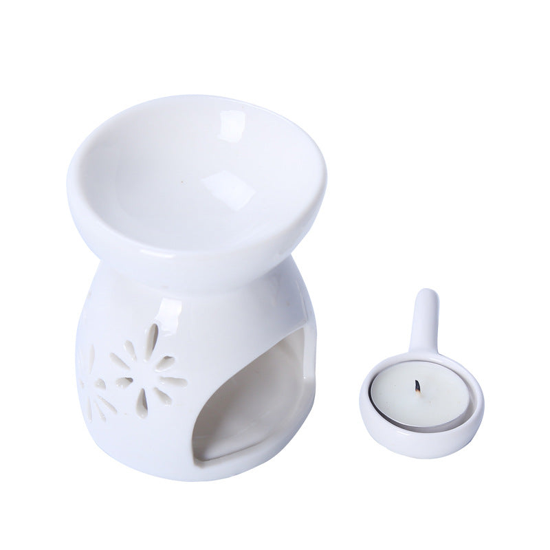 Multi-Flower Hollow Cute Version Small Porcelain Candle Essential Oil Aromatherapy Burner Ceramic Aromatherapy Lamp