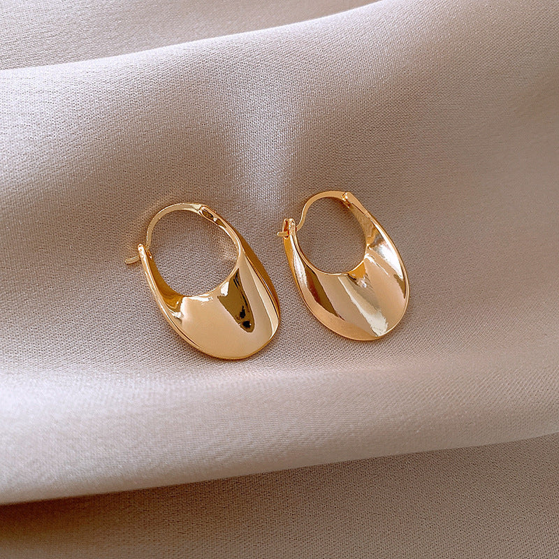 Simple Heart Circle Earrings Fashion Versatile Geometric Ear Clips Ear Studs Light Luxury High-end Feel Earrings for Women