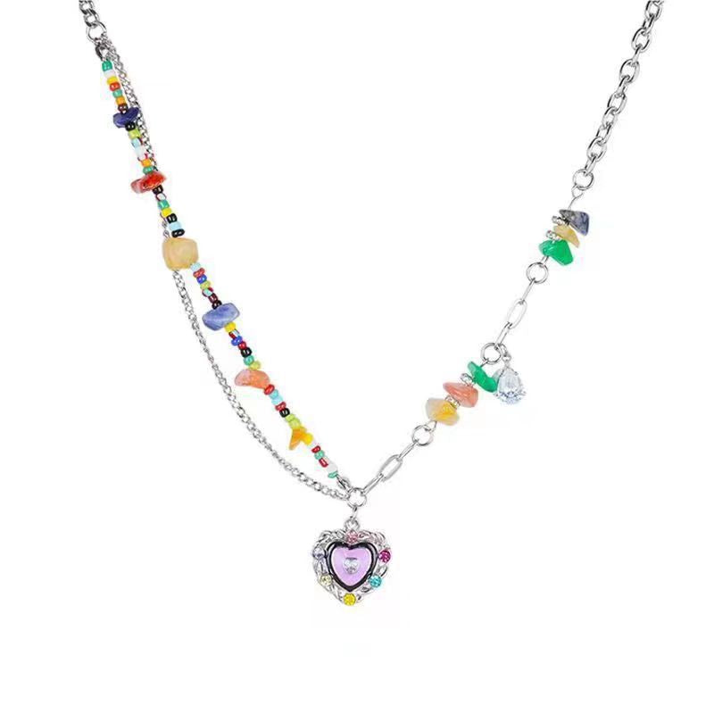 Candy Color Dopamine Necklace for Women Versatile Niche Design Beaded Choker Chain Sweet Cool Girl Neck Chain Internet Celebrity Jewelry