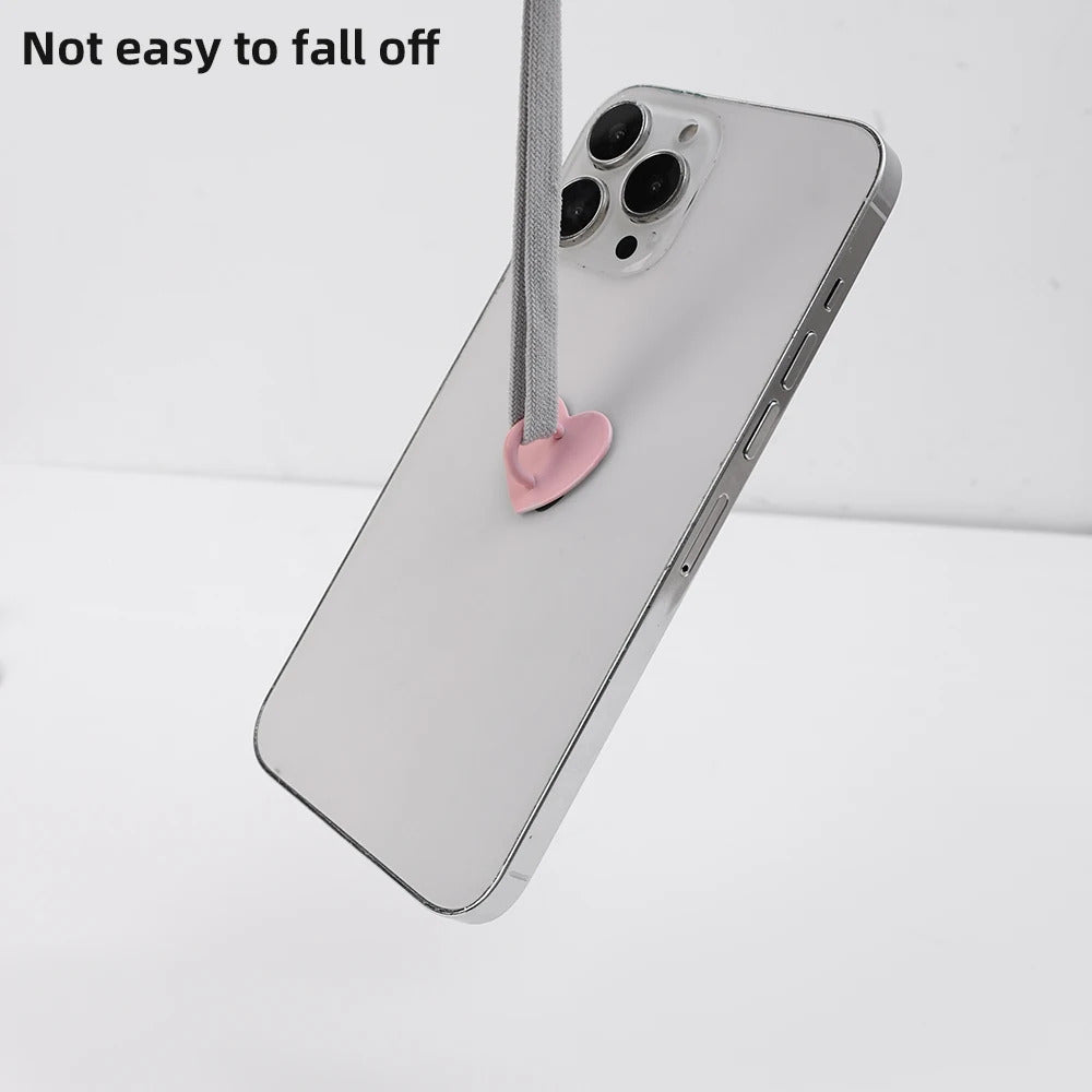 Kawaii Adhesive Metal Heart Phone Charm Holder Mobile Phone Case Finger Ring Stand Hook Buckle Clasp Bear Keychain Pearl pendant