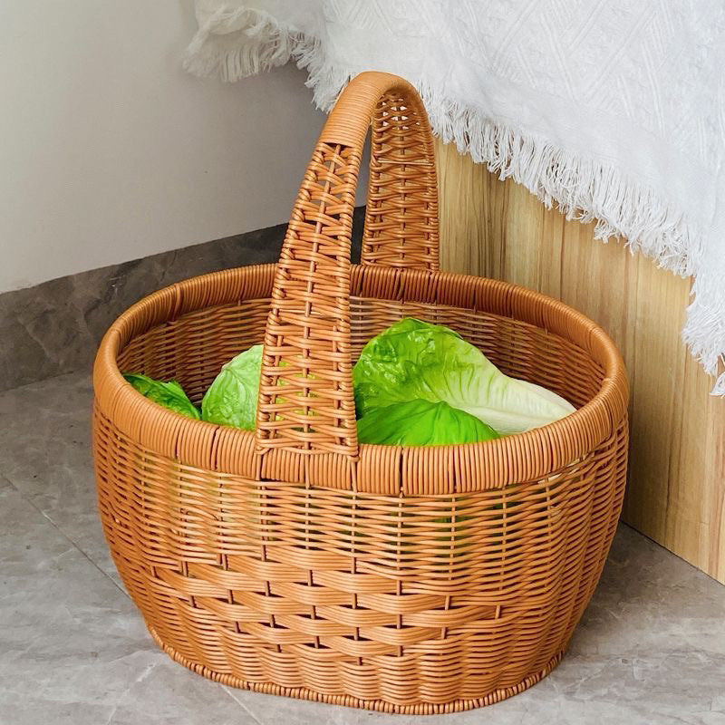 New Handmade Rattan Woven Fruit Basket Shopping Basket Cabas Egg Portable Vegetable Basket Storage Picking Picnic