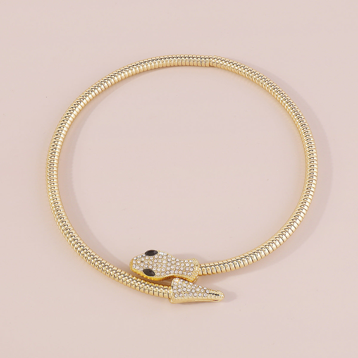 Exaggerated Snake Necklace Punk Personality Hip-Hop Style Necklace Trendy Cool Street Style Show Micro-Inlaid Choker