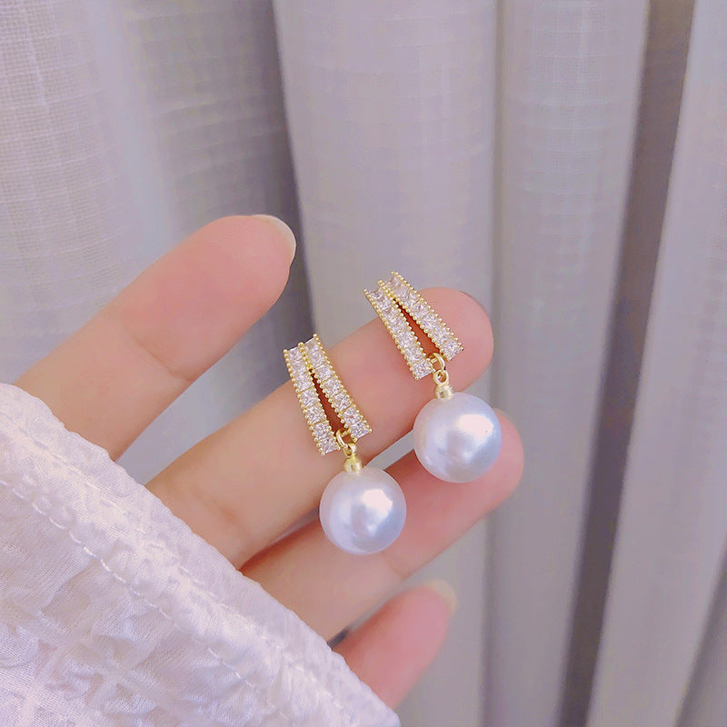 Earrings Pearl Style Elegant High-end Drop Earrings Sophisticated Heart-shaped Earrings Simple Internet Celebrity Ear Jewelry 925 Silver Needle