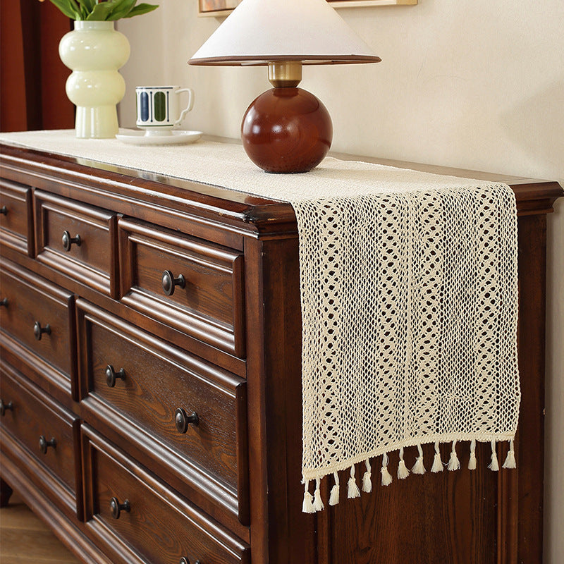 Henggang American Country Style Handwoven Table Runner Tablecloth Strip Tablecloth Coffee Table Cloth Tea Mat Cotton Linen Artistic Table Runner Wholesale