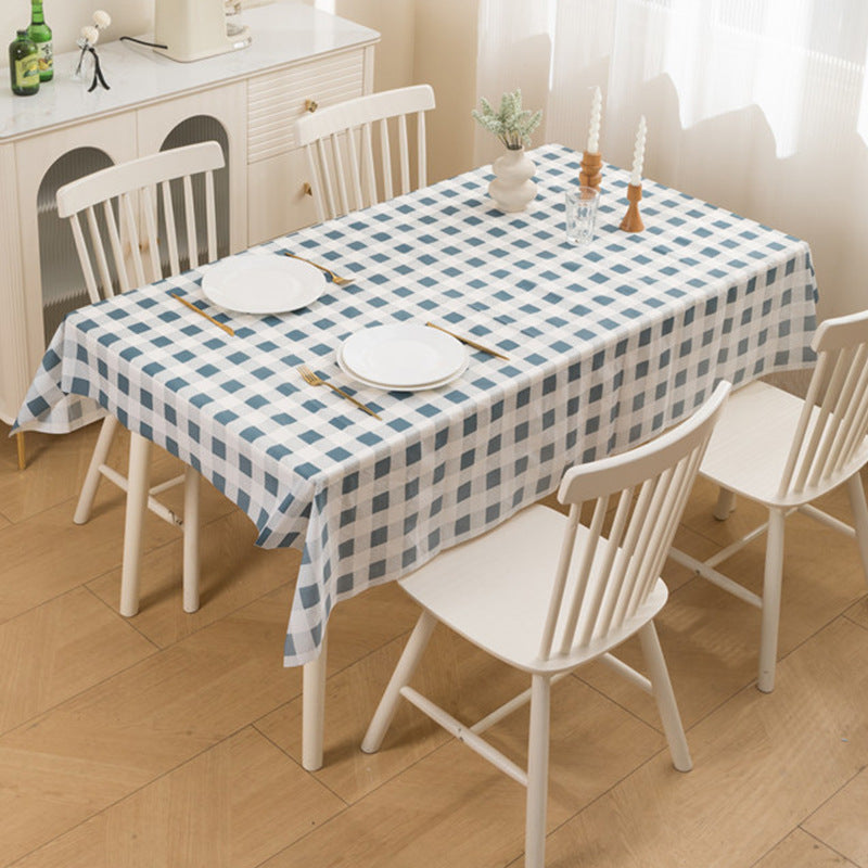 Nordic Style Warm High Temperature Resistant Tablecloth Ins Tablecloth Waterproof Oil-Proof Disposable High-Grade PVC Plaid Dining Table Cloth Liner