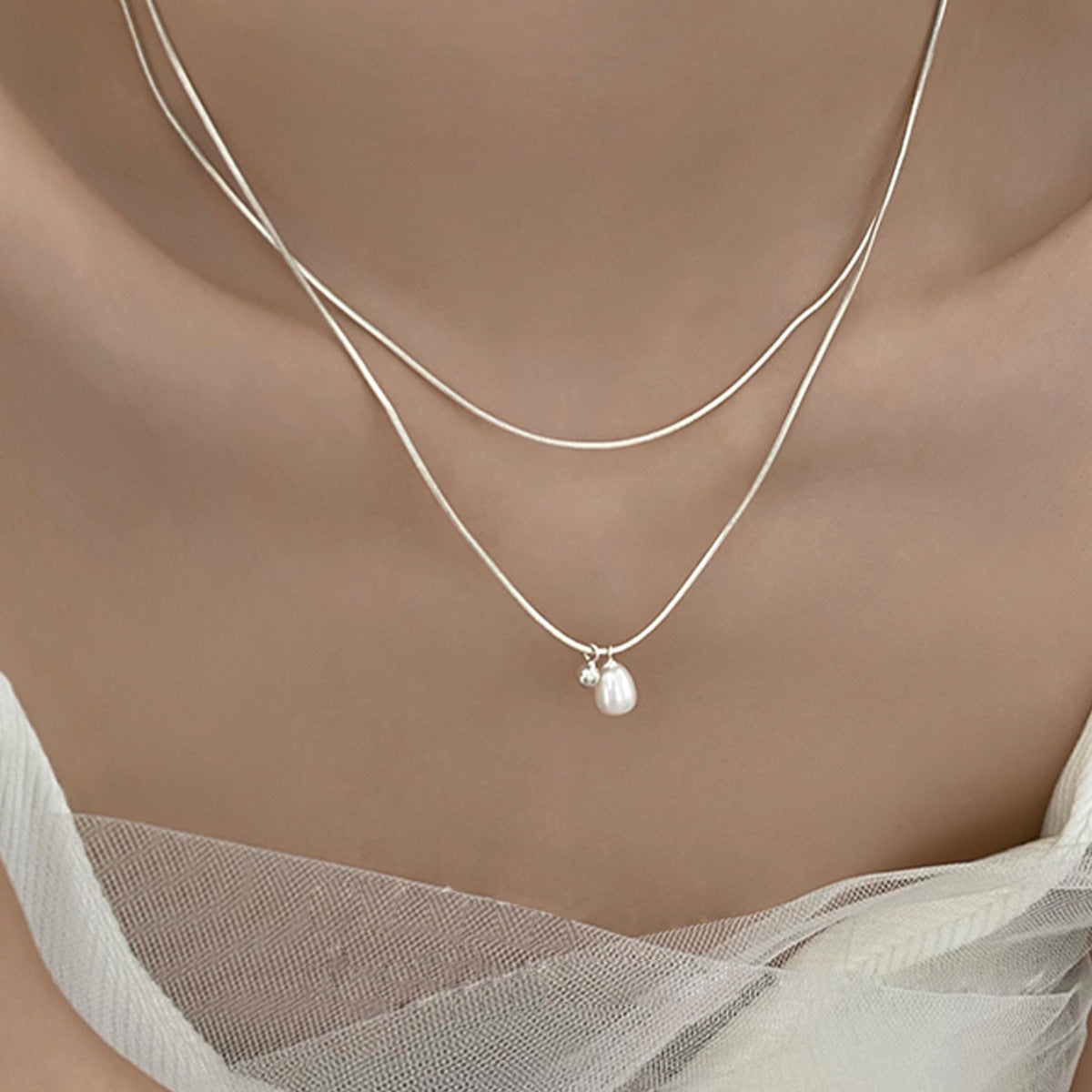 Li Luo New S925Sterling Silver Pearl Necklace Accessory for Women, Non-Fading, High-End Feel, Versatile Spring/Summer Clavicle Chain Wholesale