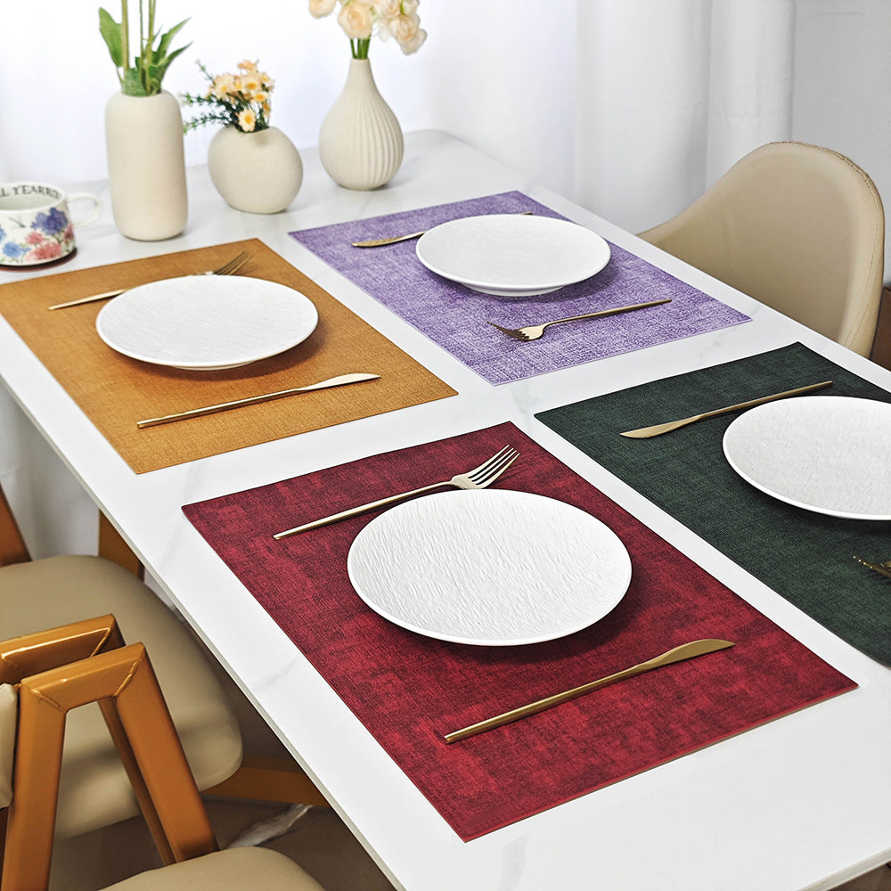 Western Dining Mat Square Cloth Pattern Household Dining Mat Bowl Mat Hotel Leather Dining Table Mat Waterproof Oilproof Heat Insulation Mat