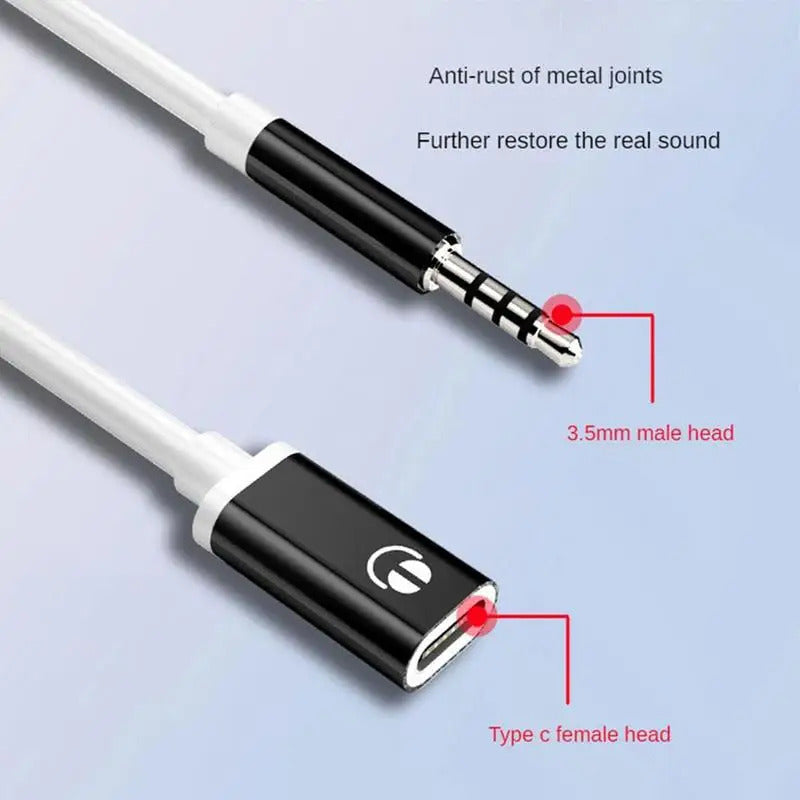 Type C Earphone Adapter 3.5mm Male To Type-C Female Headphone Aux Cable Converter Type-C Converter Earphone Adapter