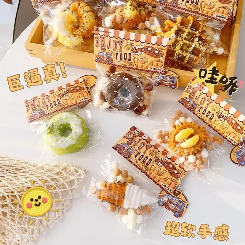 Squishy Food Creative Kids Fidget Toy Simulation exquisite Waffle Bread Toast Donuts Slow Rising Squeeze Stress Relief Toys
