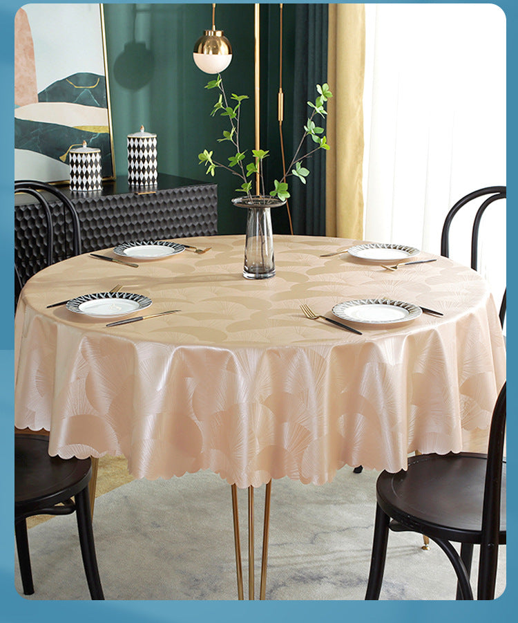PU Non-Washable Tablecloth Waterproof Heat-Resistant Oil-Resistant Hotel Restaurant High-End Luxury Home Use Rotating Table Non-Washable Tablecloth
